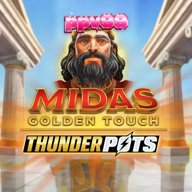 Tampilan visual slot Midas Golden Touch: Thunder Pots dengan tema mitologi Yunani dan fitur peti emas.